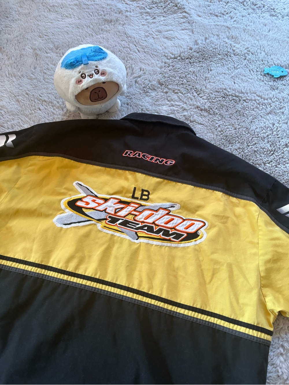 Ski-Doo Team Racing Shirt Size L Black Yellow Button Down
